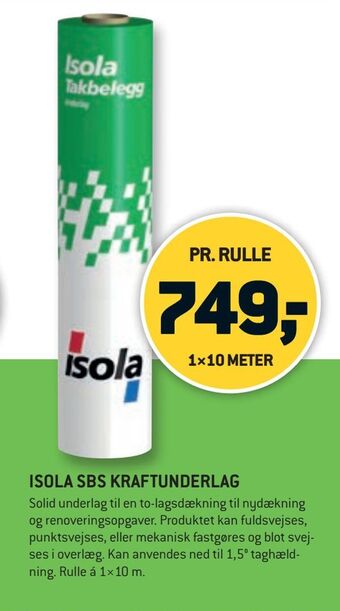 XL-BYG Isola sbs kraftunderlag tilbud