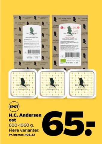 Netto Hc andersen skæreost mellemlagret 45+ tilbud