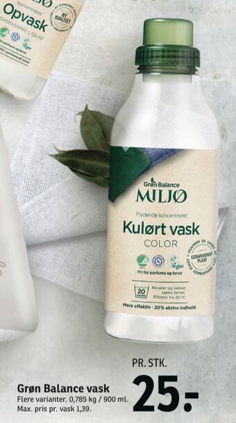 SPAR Grøn balance vaskepulver tilbud