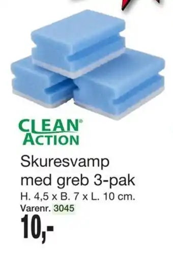 Harald Nyborg CLEAN ACTION skuresvamp med greb 3-pak tilbud