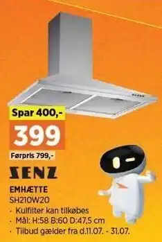 Zenz emhætte sh210w20