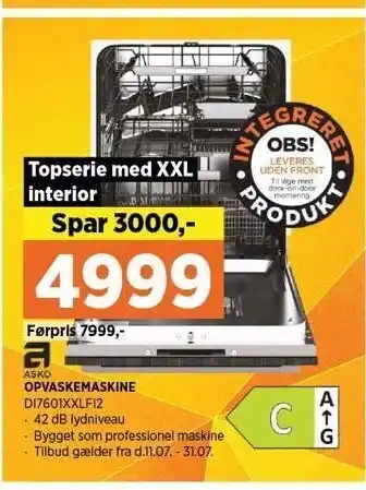 Power Asko opvaskemaskine di7601xxlf12 tilbud