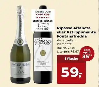 Ripasso Alfabeta eller Asti Spumante Fontanafredda