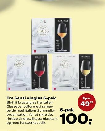 Kvickly Tre Sensi vinglas 6-pak tilbud
