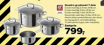Kvickly Quadro grydesæt 7 dele tilbud