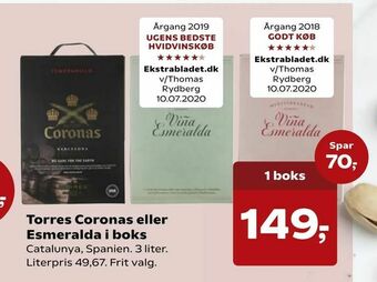 Kvickly Torres Coronas eller Esmeralda i boks tilbud