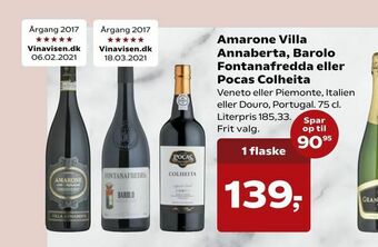 Kvickly Amarone Villa Annaberta, Barolo Fontanafredda eller Pocas Colheita tilbud