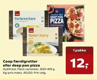 Kvickly Coop færdigretter eller deep pan pizza tilbud