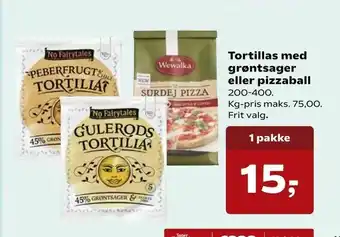 Tortillas med grøntsager eller pizzaball