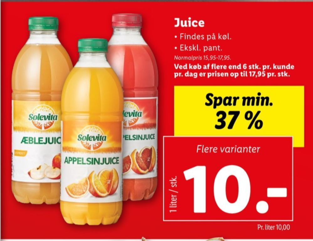 Solevita juice tilbud hos Lidl