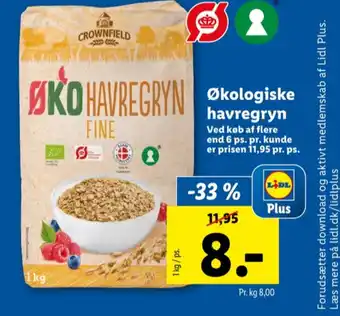 Lidl Crownfield havregryn tilbud