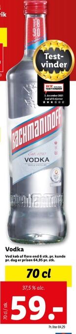 Lidl Rachmaninoff vodka tilbud