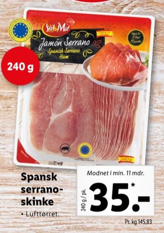 Lidl Sol & mar serranoskinke tilbud