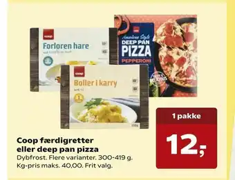 SuperBrugsen Coop færdigretter eller deep pan pizza tilbud