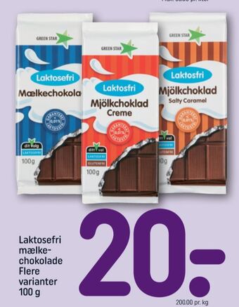 REMA 1000 Green star chokoladeplade mjölkchoklad creme tilbud