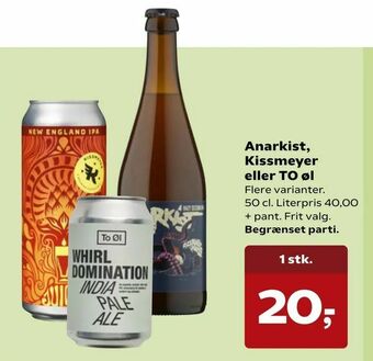 SuperBrugsen Anarkist, Kissmeyer eller TO øl tilbud