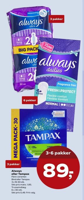 SuperBrugsen Always eller Tampax tilbud