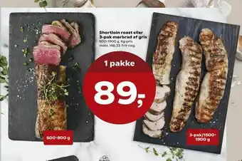 SuperBrugsen Shortloin roast eller 3-pak mørbrad af gris tilbud