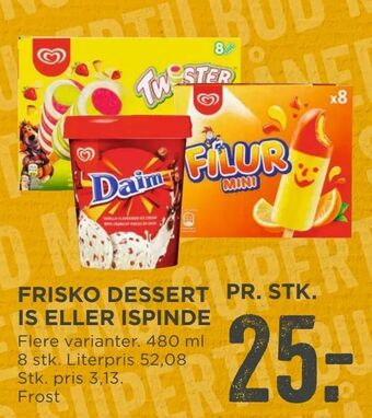 MENY Frisko dessert is eller ispinde tilbud