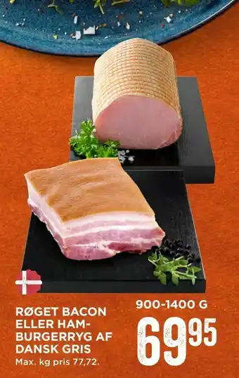 MENY Røget bacon eller hamburgerryg af dansk gris tilbud