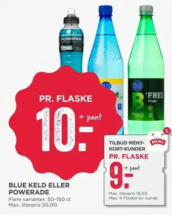 MENY Blue keld eller powerade tilbud