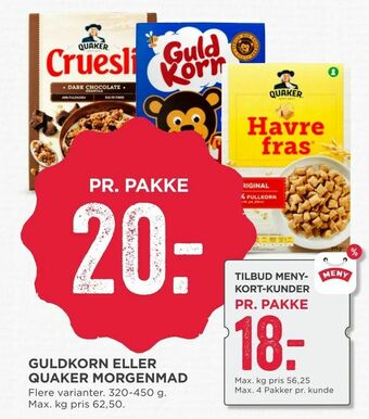 MENY Guldkorn eller quaker morgenmad tilbud