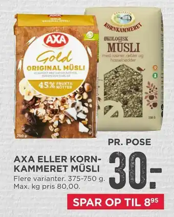 MENY Axa eller kornkammeret müsli tilbud