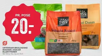 MENY Urtekram økologiske rosiner, dadler eller figner tilbud