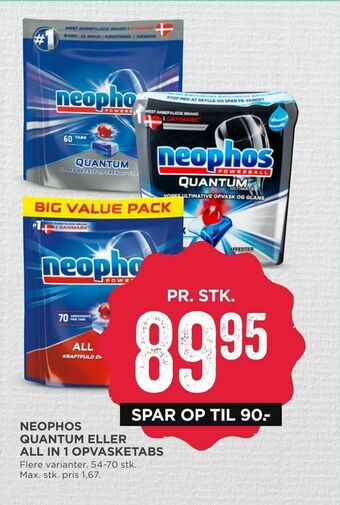MENY Neophos quantum eller all in 1 opvasketabs tilbud