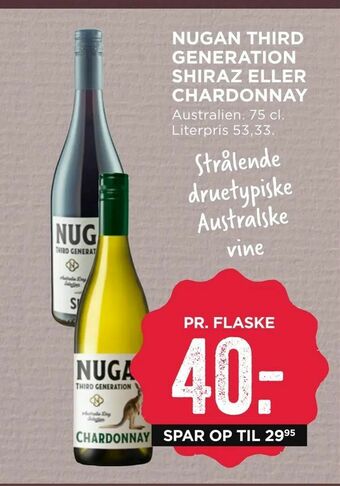 MENY Nugan third generation shiraz eller chardonnay tilbud