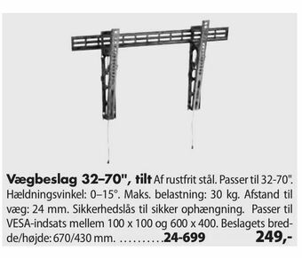 Biltema Vægbeslag 32-70", tilt tilbud