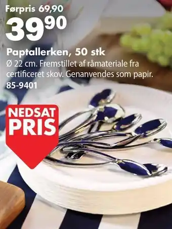 Biltema Paptallerken, 50 stk. tilbud
