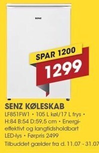 Punkt1 Senz køleskab tilbud