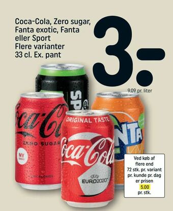 REMA 1000 Coca-Cola, Zero sugar, Fanta exotic, Fanta eller Sport tilbud
