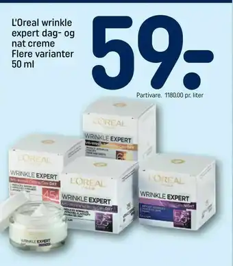 REMA 1000 L'Oreal wrinkle expert dag- og nat creme tilbud