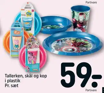 Tallerken, skål og kop i plastik
