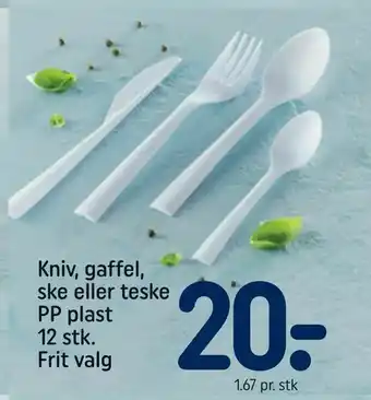 Kniv, gaffel, ske eller teske PP plast 12 stk.