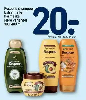 REMA 1000 Respons shampoo, balsam eller hårmaske tilbud