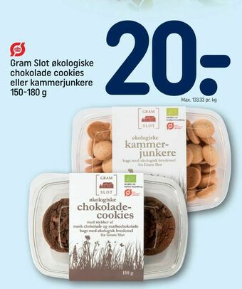 REMA 1000 Gram Slot økologiske chokolade cookies eller kammerjunkere tilbud