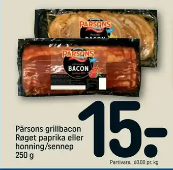 REMA 1000 Pärsons grillbacon Røget paprika eller honning/sennep tilbud
