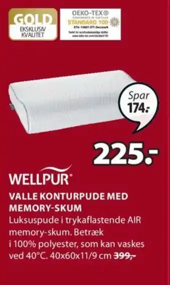 JYSK WELLPUR valle konturpude med memory-skum tilbud