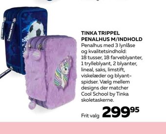 Bog & idé Tinka trippel Penalhus M/Indhold tilbud