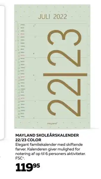 Bog & idé Mayland Skoleårskalender 22/23 Color tilbud