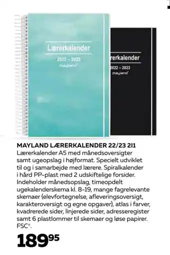 Bog & idé Mayland Lærerkalender 22/23 2I1 tilbud
