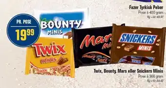 Otto Duborg Twix, mars, bounty, snickers minis tilbud