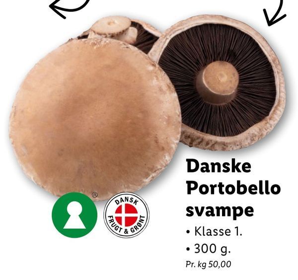 Danske portobello svampe tilbud hos Lidl