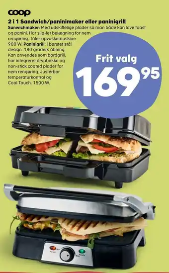Kvickly 2 i 1 sandwich/paninimaker eller paninigrill tilbud