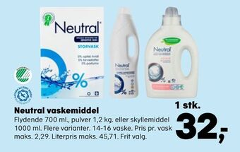 Neutral vaskemiddel