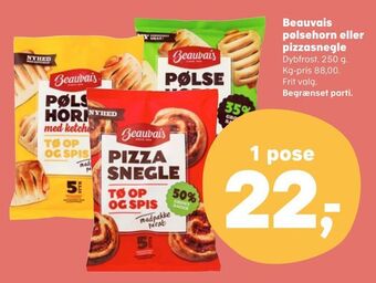 Kvickly Beauvais pølsehorn eller pizzasnegle tilbud