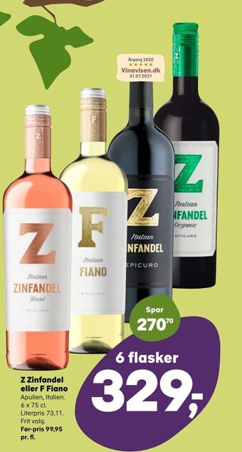 Kvickly Z zinfandel eller f fiano tilbud